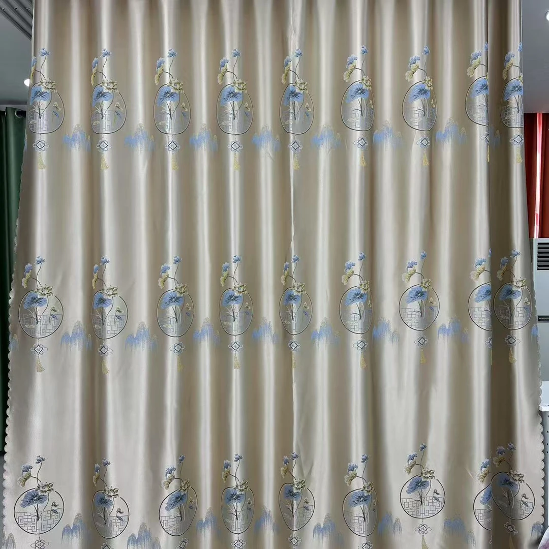 新款荷塘月色·高精密贡缎接高端窗帘