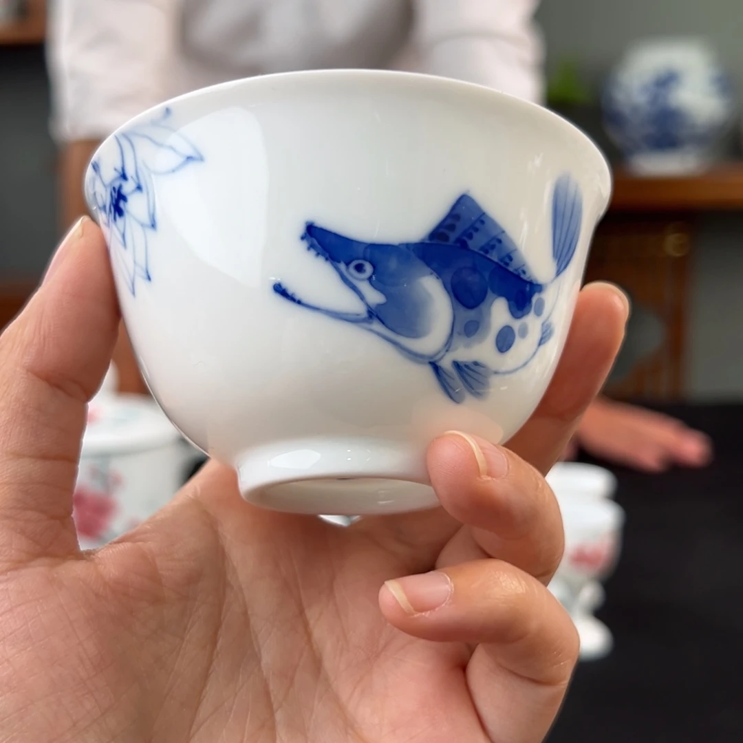 玉泥 青花和为贵主人杯