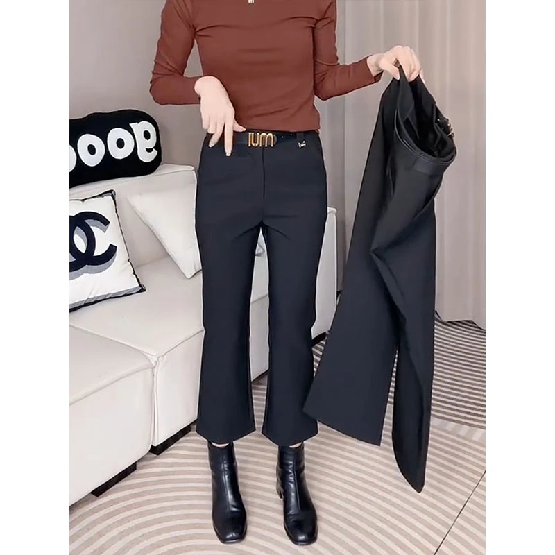 【清货】803高腰弹力显瘦微喇休闲裤夏季大码新款时尚洋气直筒西裤