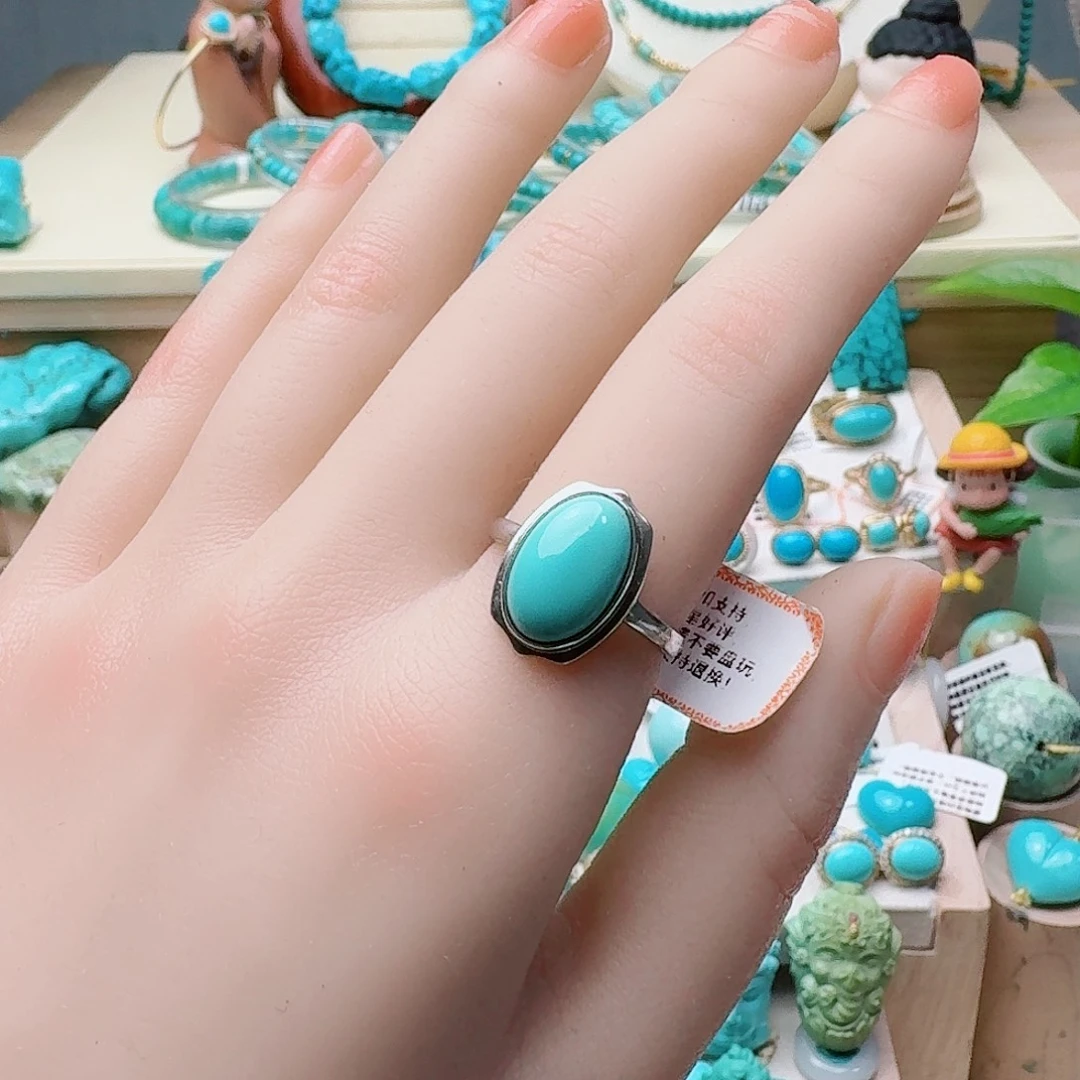 绿松石银S925镶嵌戒指