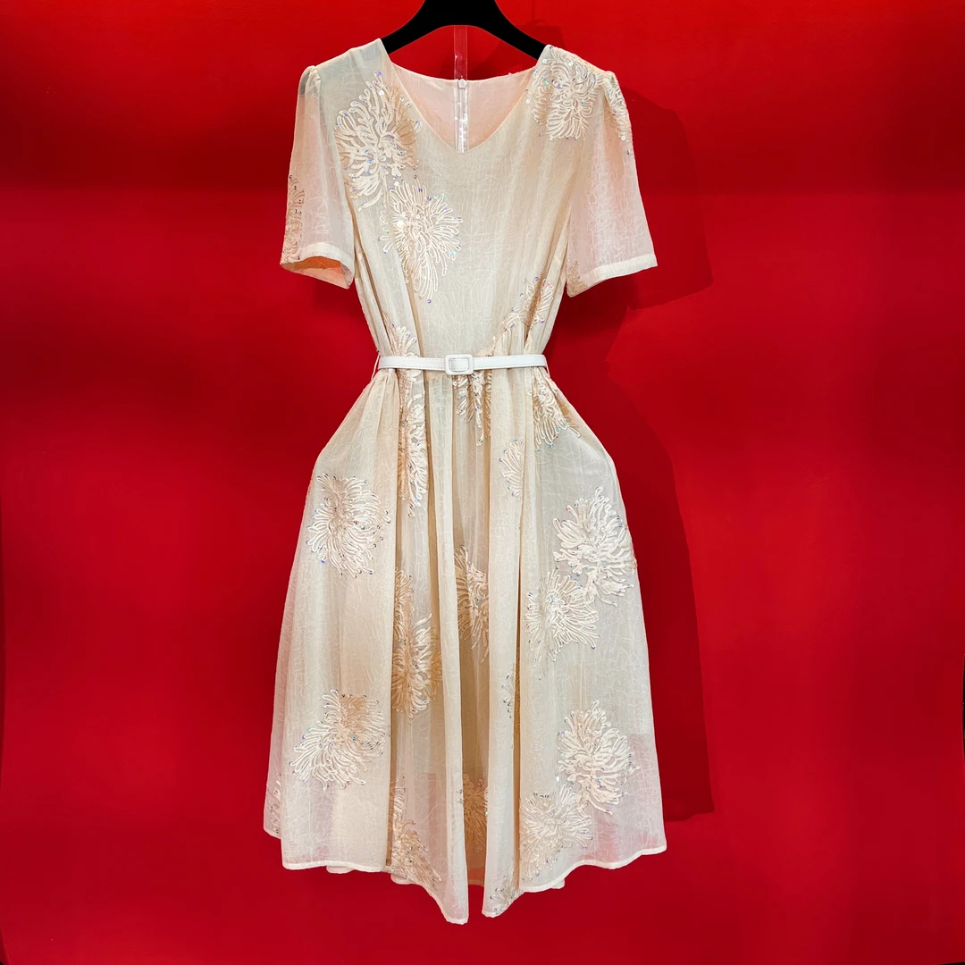 FRANCE BALIYA夏季显瘦收腰修身气质优雅百搭女装连衣裙250517