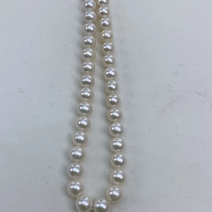 淡水珍珠颈饰银S925镶嵌7-8正圆炫彩极强光