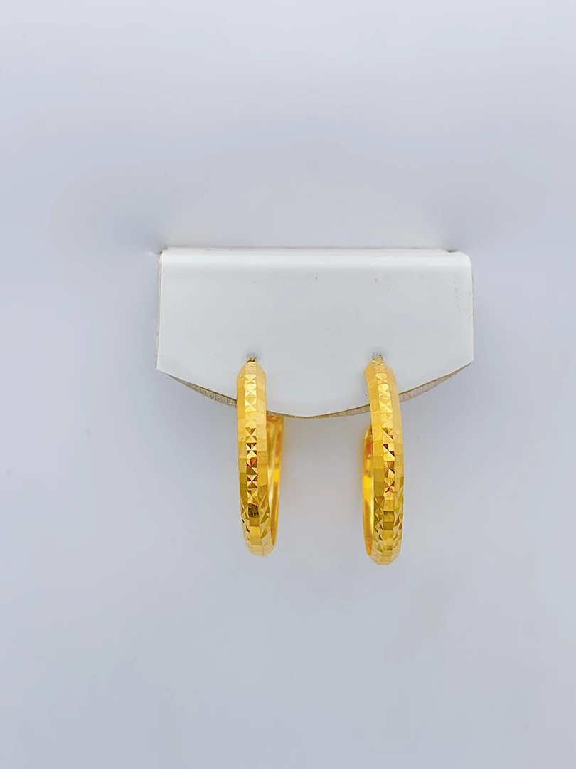 老庙黄金 足金 精工5G工艺 经典车花 大圈耳圈 2.76克