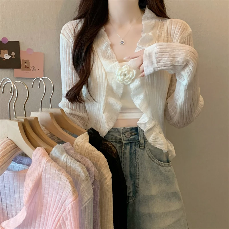 2025夏季新款韩版时尚立体花朵设计感独特洋气防晒衣开衫外套女