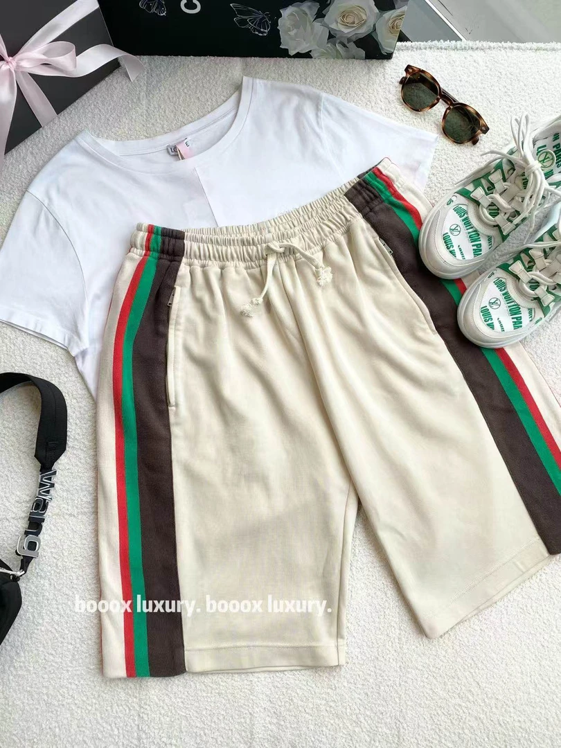 95新 GUCCI/古驰  wc029 聚酯纤维 经典红绿织带篮球短裤 S码