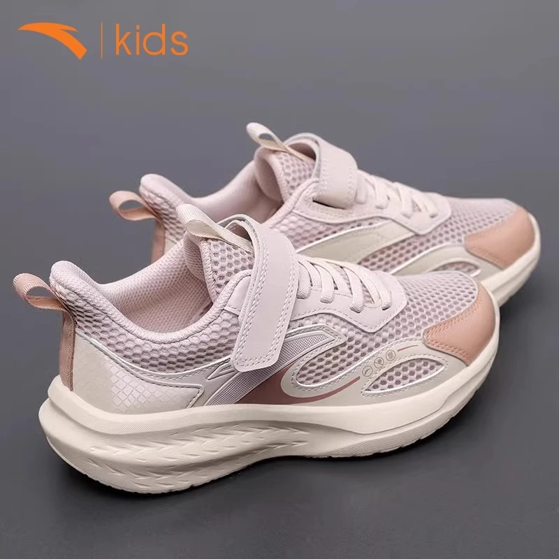 安踏儿童网眼透气跑鞋女大童2025夏季新款轻便网面休闲鞋缓震耐磨