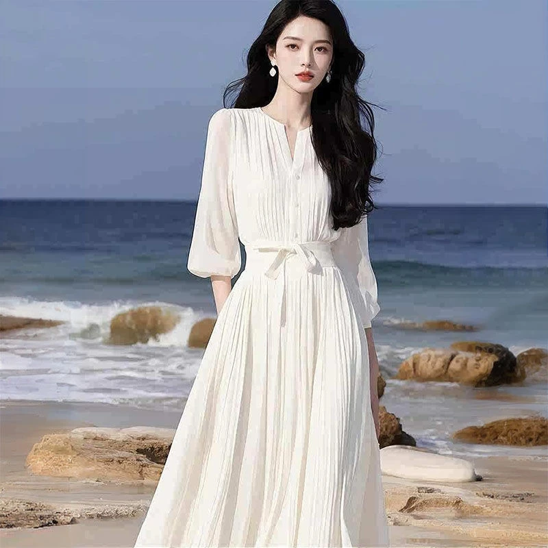 【店铺热销】法式连衣裙女2025春夏名媛气质女神范高级感大方得体温