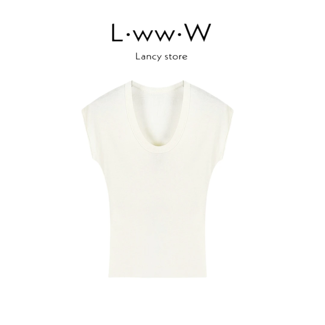 【超正】’羊毛系列’简约超细羊毛U领坎肩连袖修身显瘦上衣