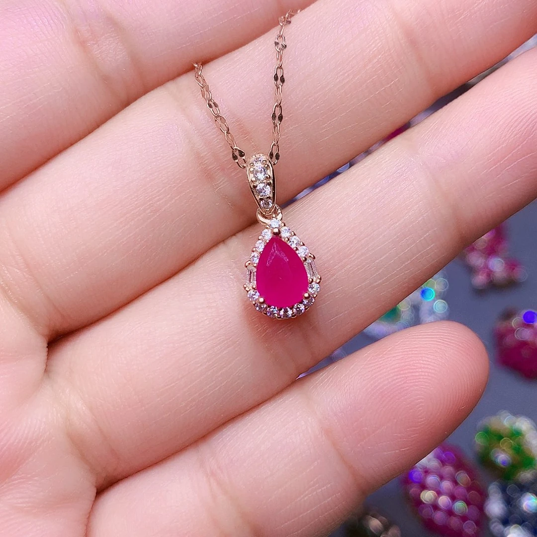 颈饰银S925镶嵌红宝石