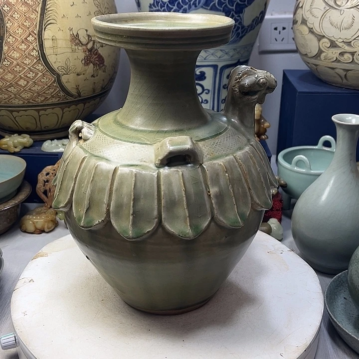 平***月摆件越窑盘口罐摆件1