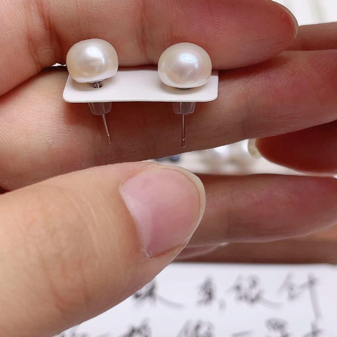 银S925镶嵌淡水珍珠耳饰Y**你