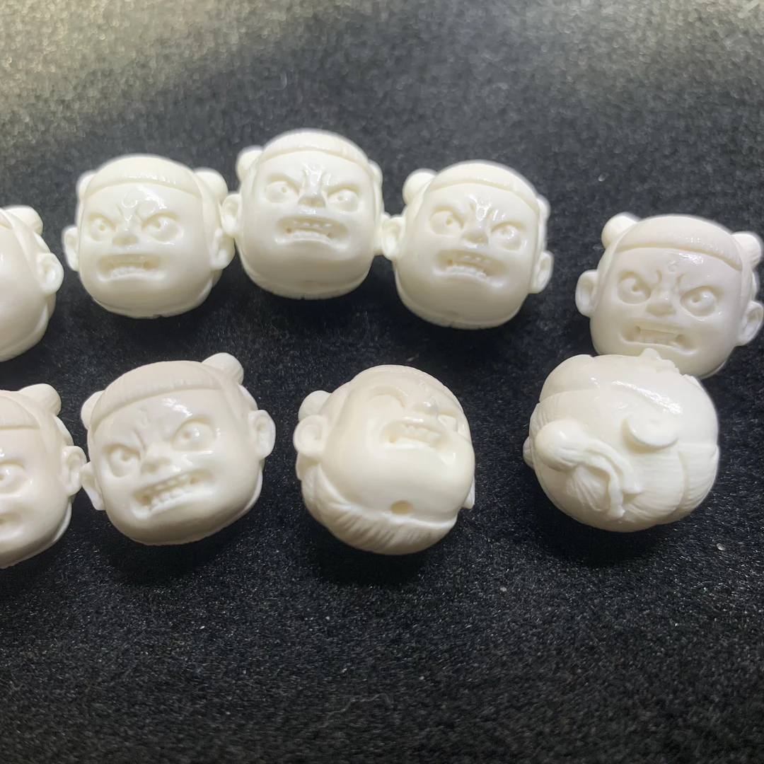 鹿角雕刻哪吒把件单珠