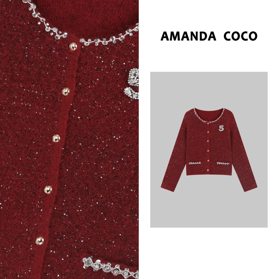 小雅# 法式浪漫~高定重工串珠气质毛衣