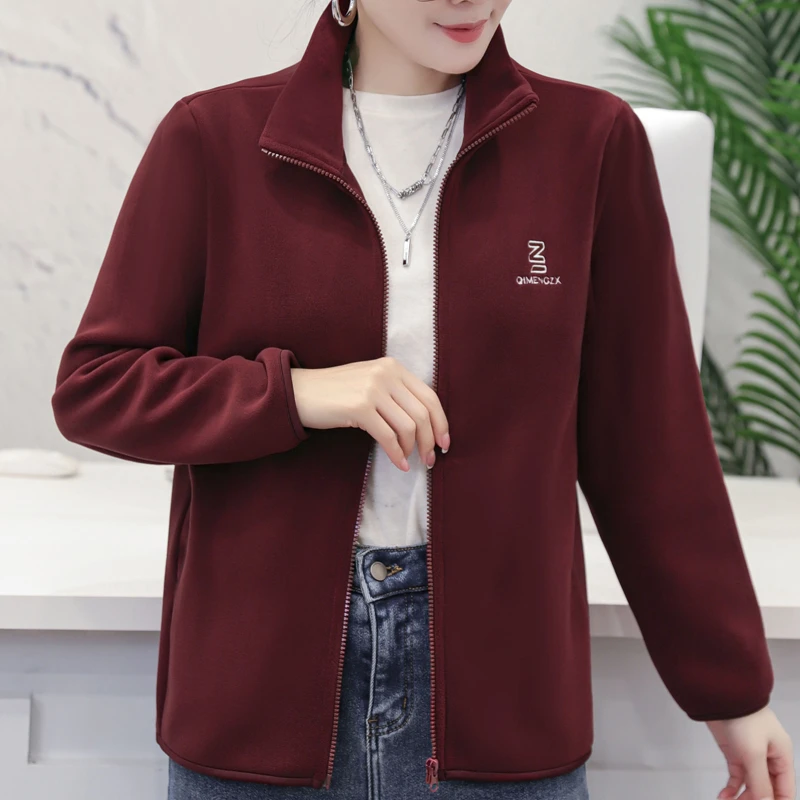 新款女春秋款运动休闲宽松奥粒绒保暖外套