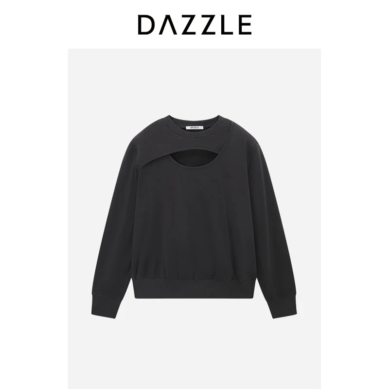 DAZZLE 地素卫衣春季深灰色镂空卫衣2H1J102