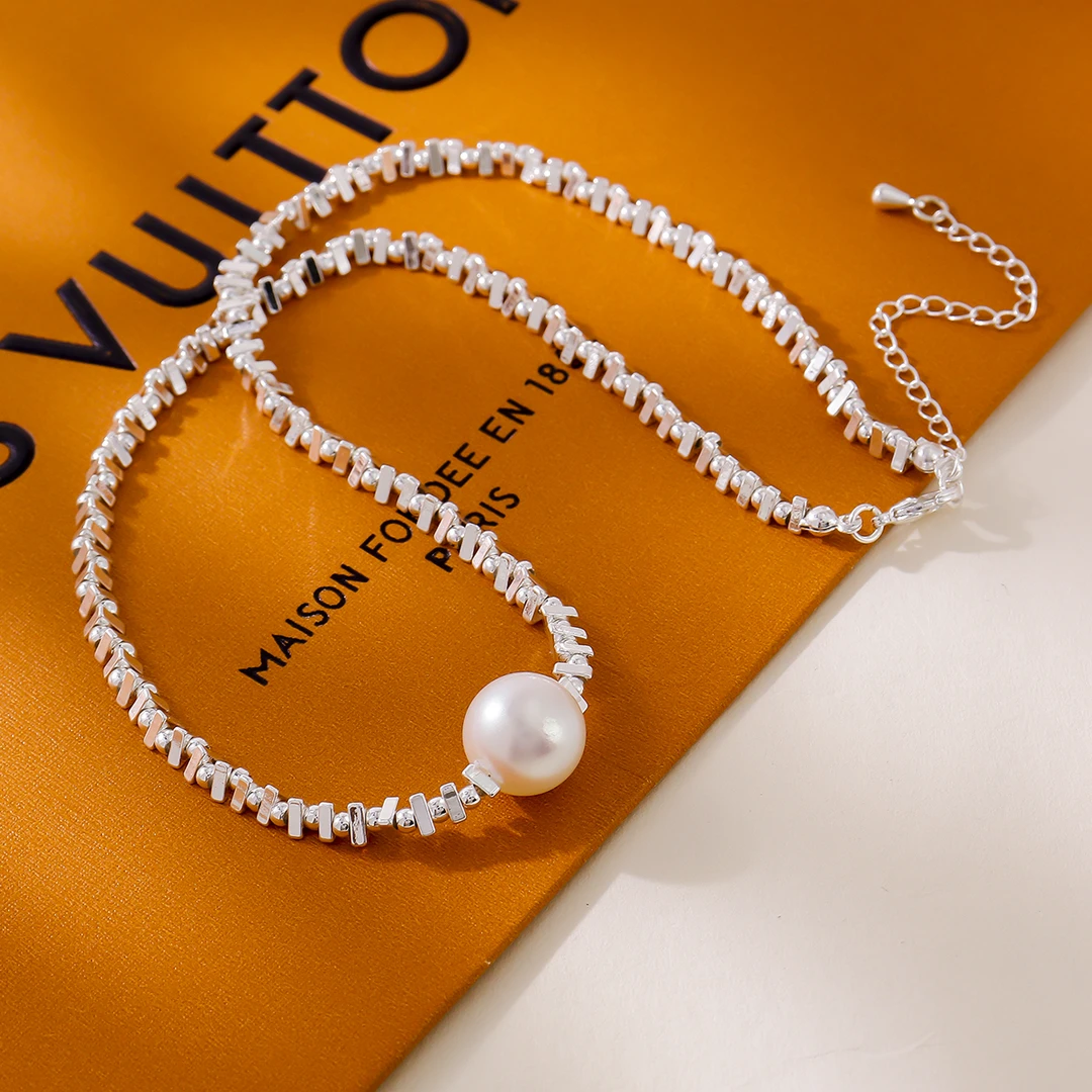 铜合金仿珍珠吊坠 铜合金珠珠简约轻奢珠珠项链LLG0152