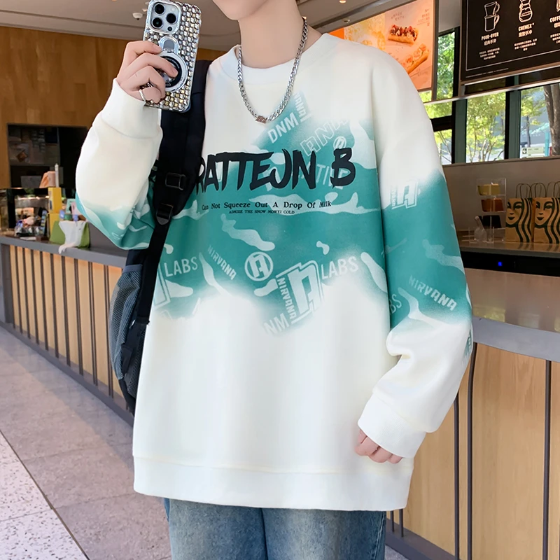 2025秋季新款圆领男士卫衣初中学生长袖T恤青少年大童打底上衣服