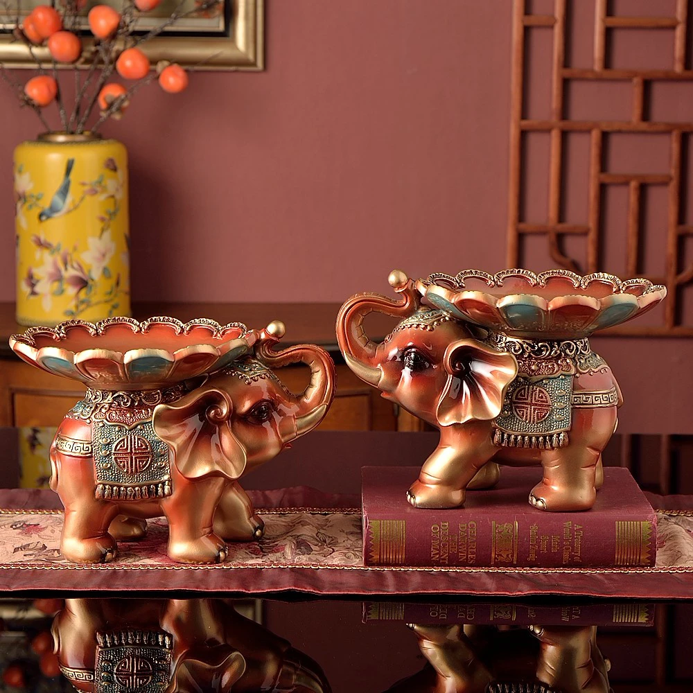 【彩绘】高档乔迁新居客厅茶几电视柜摆设开业大象摆件招财风水象