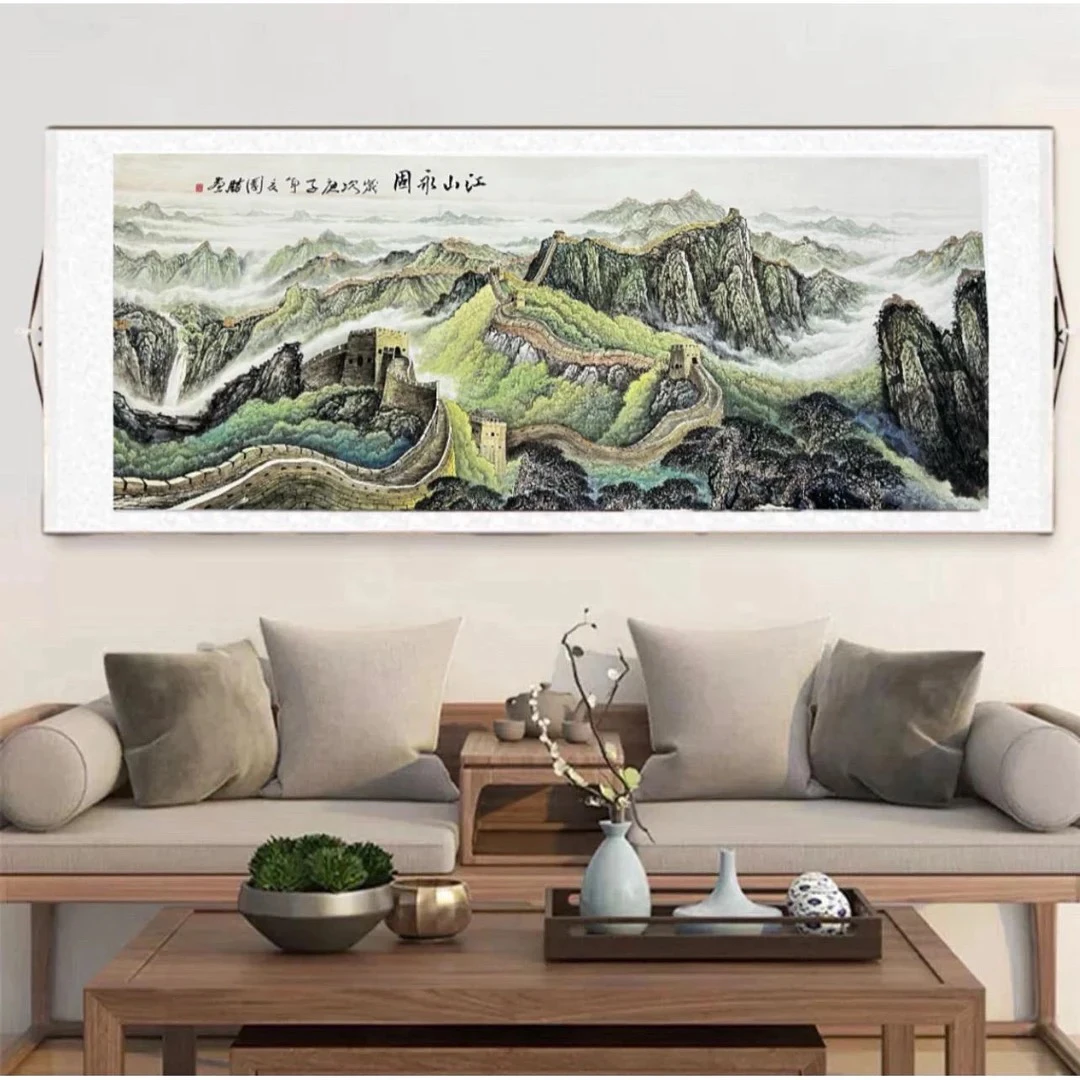 3.2米✖️96长城江山永固山水卷轴挂画