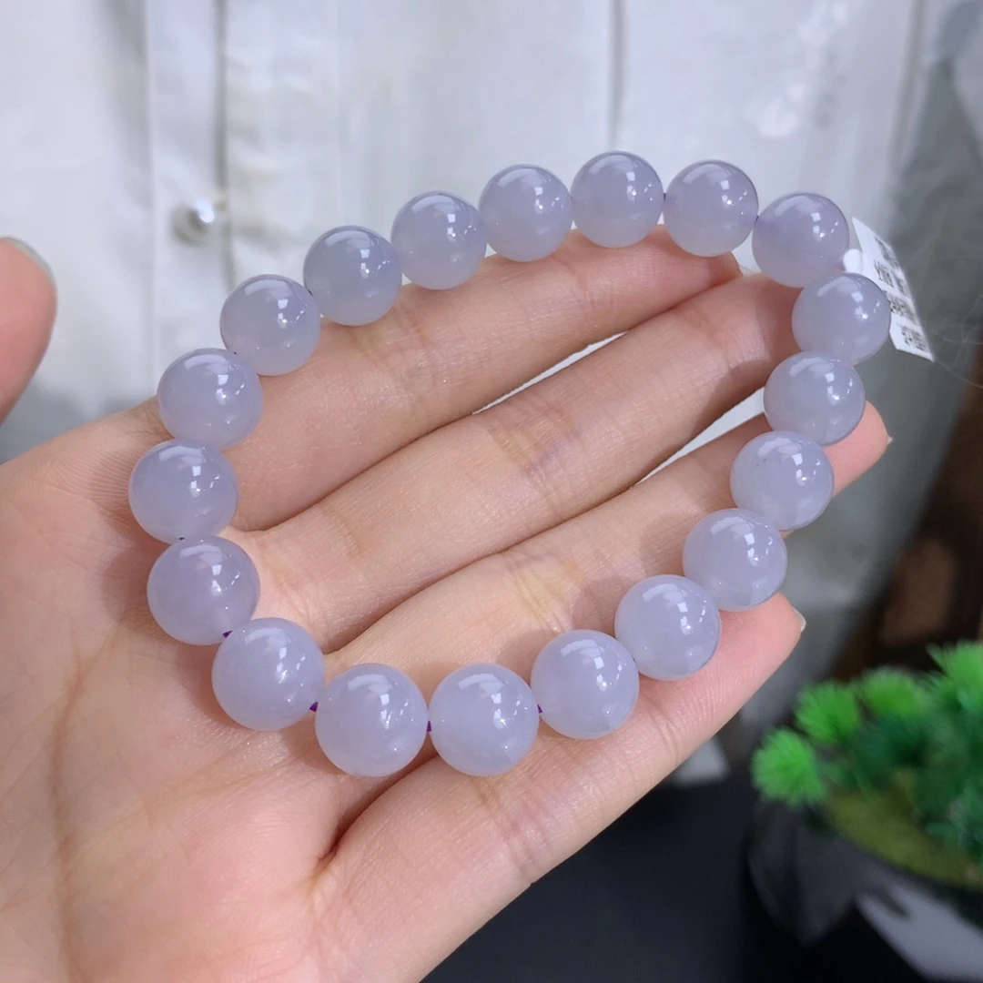 未镶嵌手串翡翠卡10冰润胶淡紫底