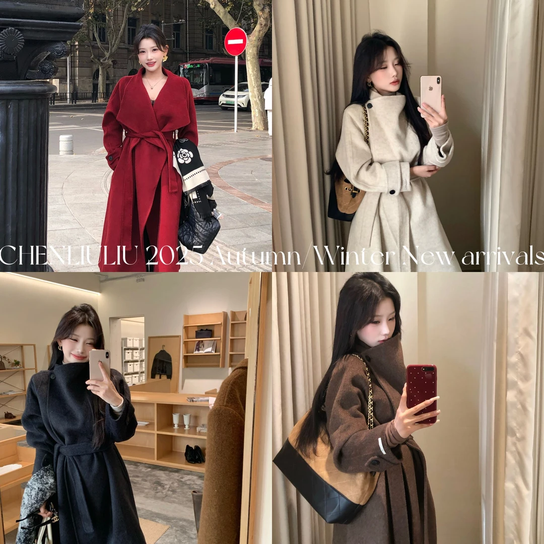 陈六六CHENLIULIU【王牌重磅】高品质质感双面手缝羊毛呢大衣外套