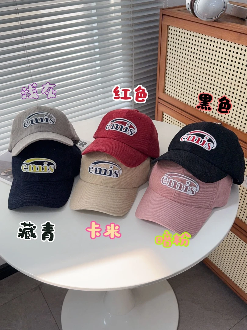 YD-韩系！字母棒球帽25灯芯绒立体撞色刺绣男女同款棒球帽