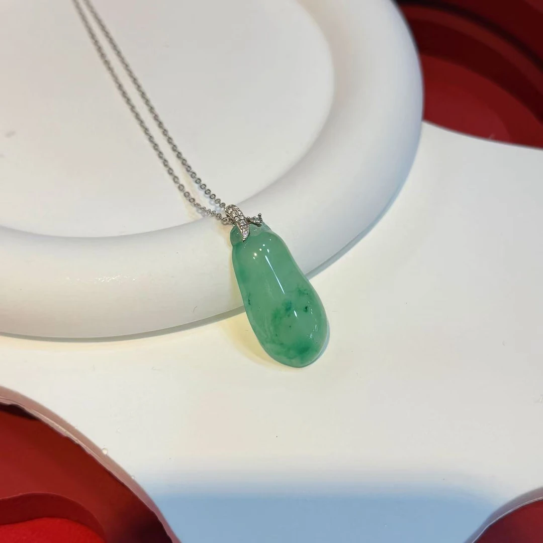 S925银30*15mm非洲翠福瓜吊坠（不含链）HE00800