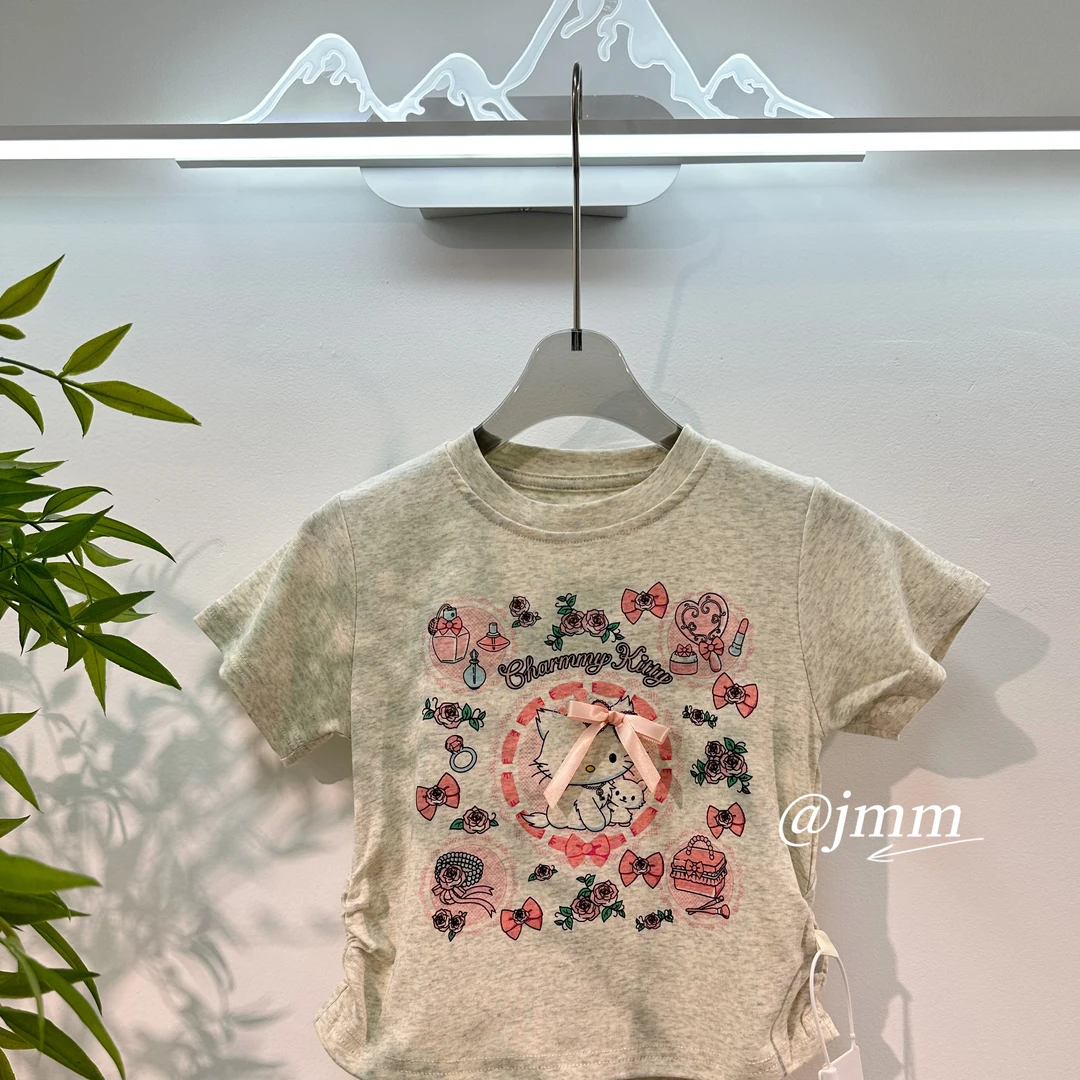 A330 薄款女童卡通动漫时尚套头上衣重工白色印花