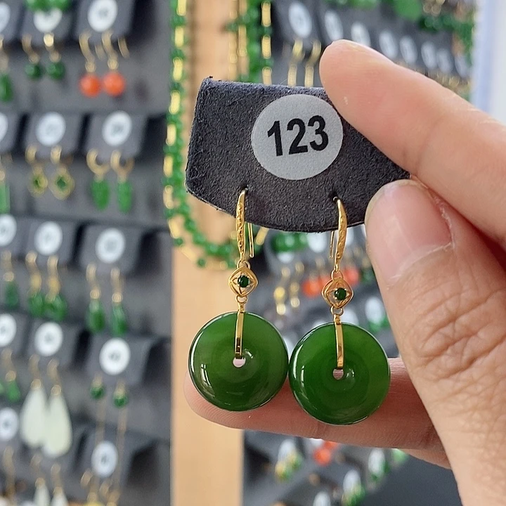 和田玉耳饰18K金镶嵌✨*✨