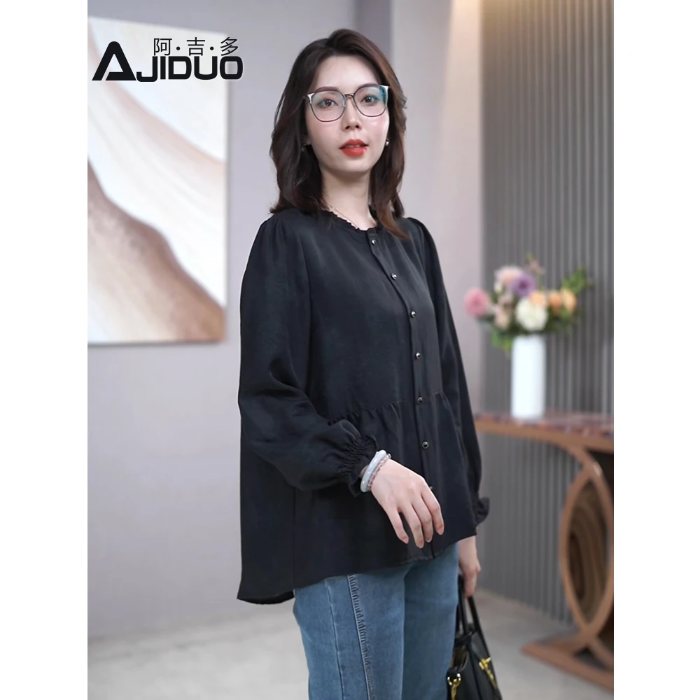 高端气质上衣衬衫女2025春季新款中年妈妈宽松洋气衬衣减龄小衫女