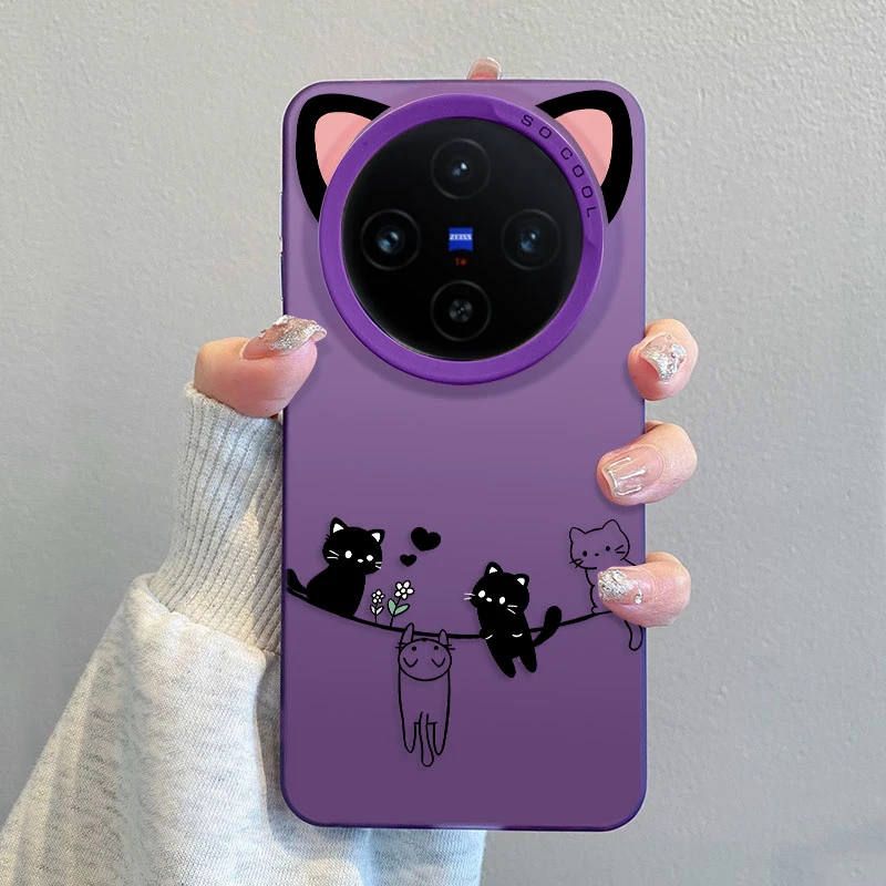 小猫耳朵适用VIVOX100手机壳X100PRO紫色100SPRO创意X100ULTRAT套
