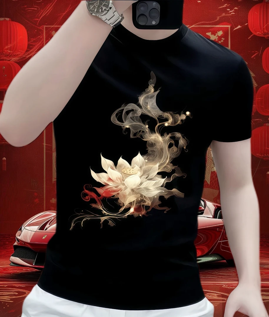 新款百搭潮牌T恤男重磅纯棉短袖高街设计感修身痞帅半袖上衣T恤衫