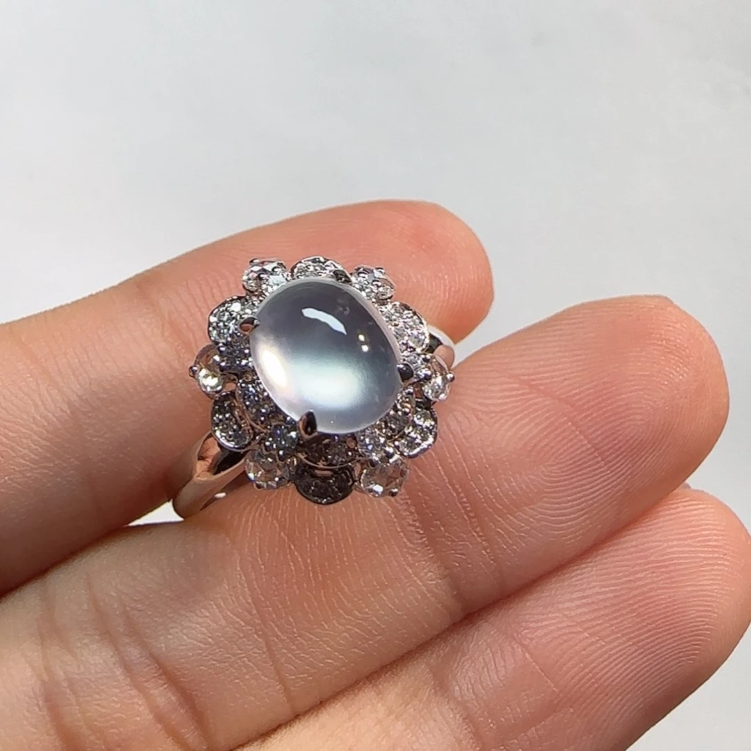 翡翠戒指18K金镶嵌戒指