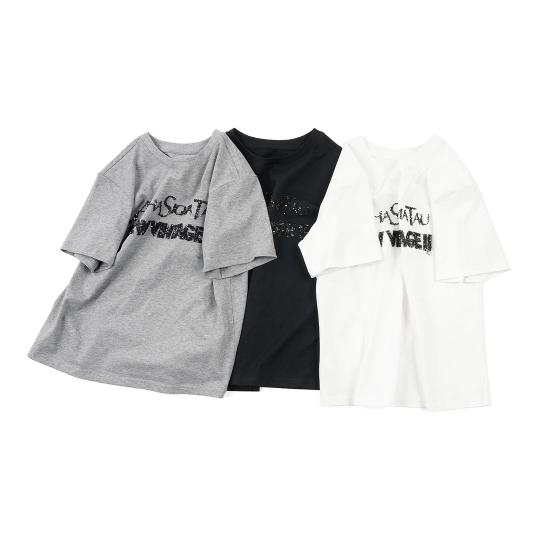 【立体珠绣短袖】ZY5ZB0678夏季新款轻奢百搭宽松老钱风短袖