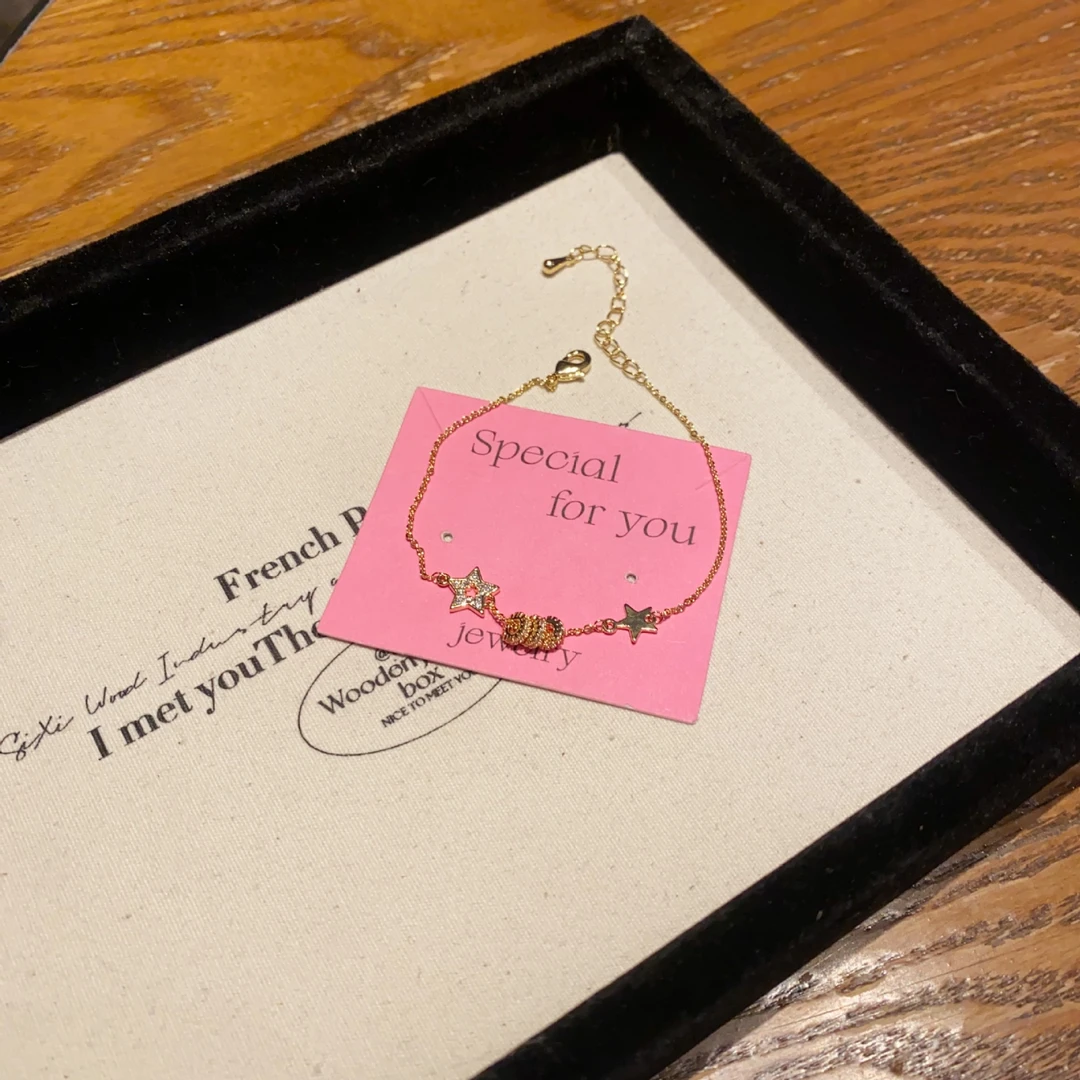 铜合金锆石手链 轻奢时髦精致五角星气质高级感小蛮腰手链手环