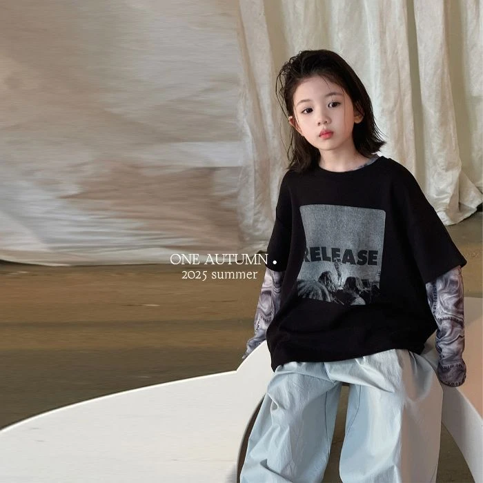 夏季新款男女童纯棉T恤时尚印花宽松中大童休闲短袖百搭潮牌上衣