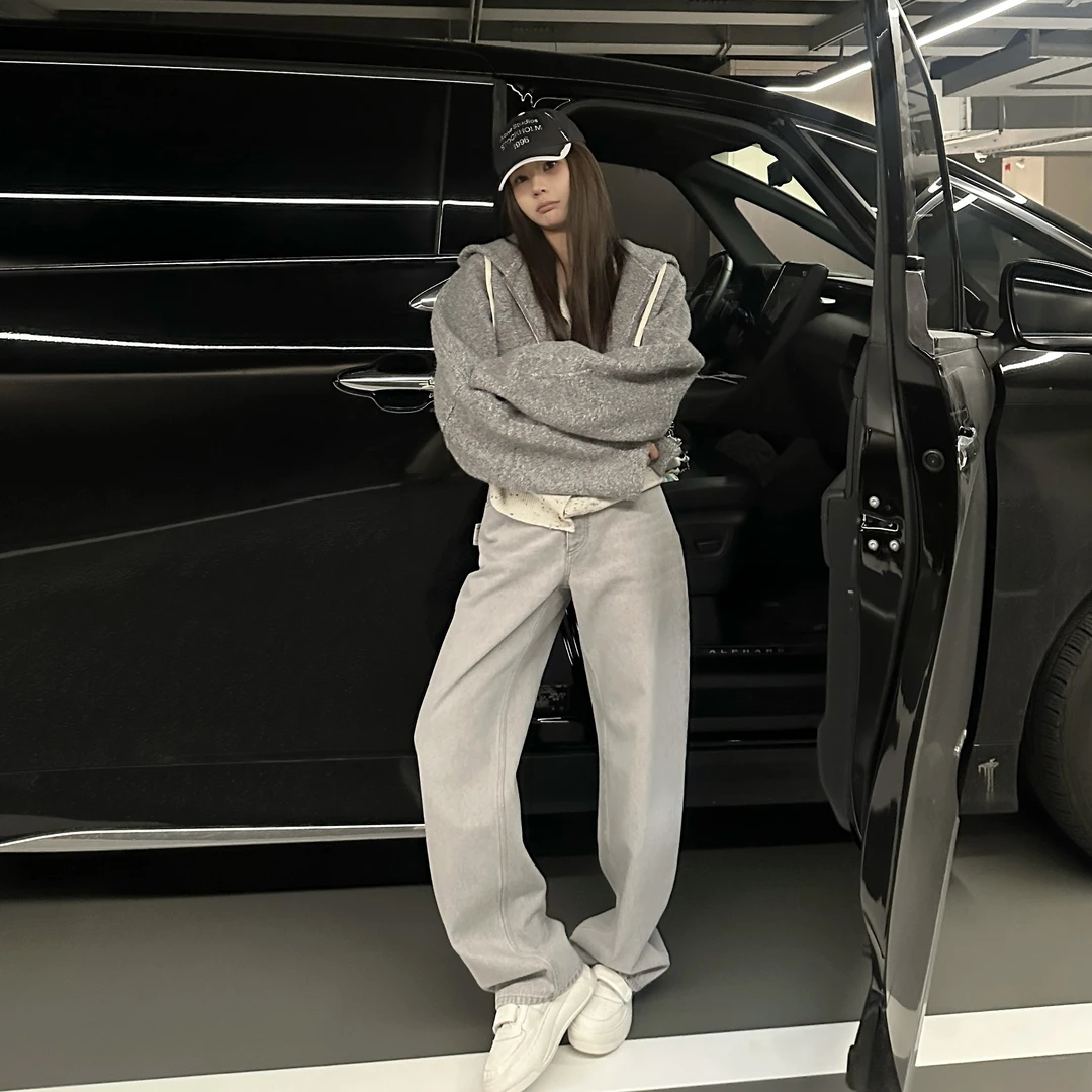 【一裤多搭】一秒时髦！做旧银灰色经典绿牌百搭牛仔裤