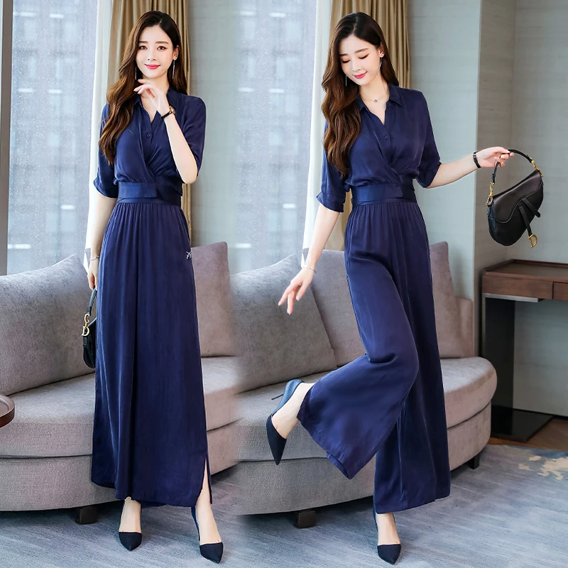高级感气质显瘦阔腿裤套装女装2025新款夏季时尚职业两件套裙裤潮