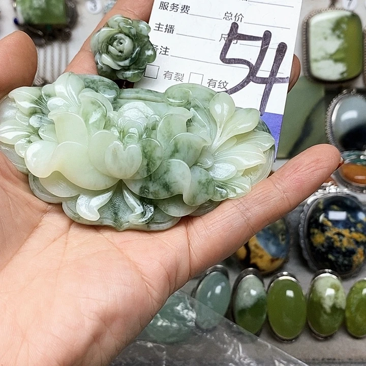 遇****蛇纹石玉银S925镶嵌套装