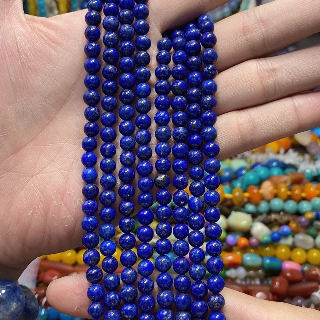 石英质玉未镶嵌，天然原矿青金6mm，