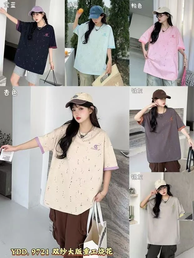 9721双沙T恤短袖休闲圆领百搭上衣