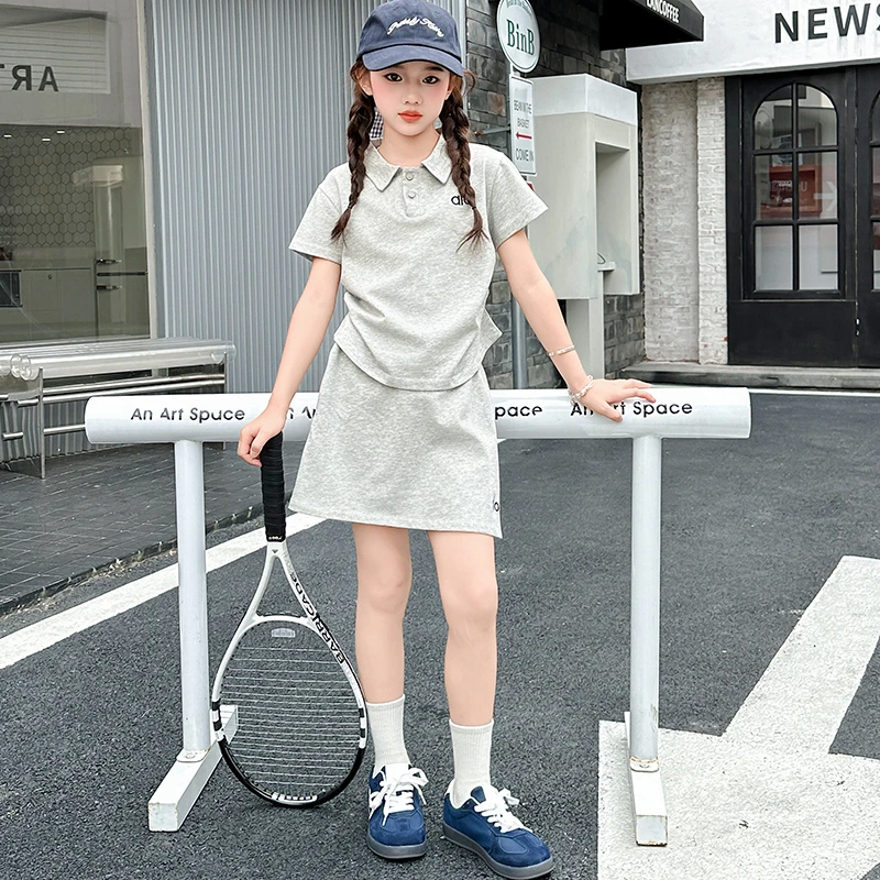 女童短袖t恤POLO衫夏季2025新款中大儿童装洋气翻领半袖体恤上衣