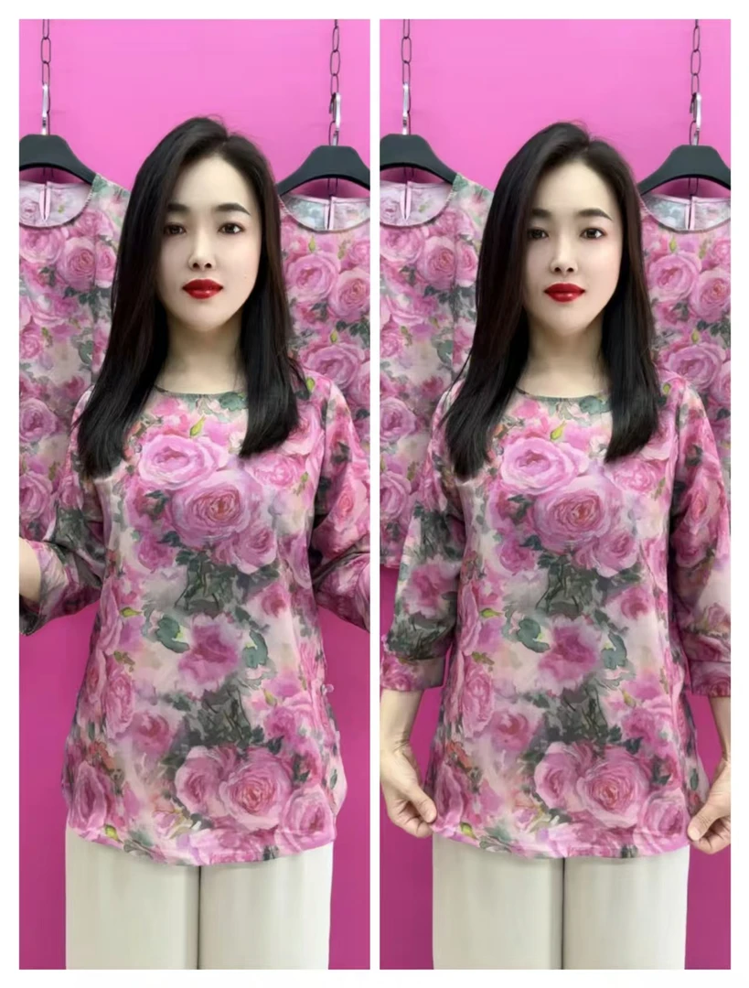 K99-999大花圆领小衫