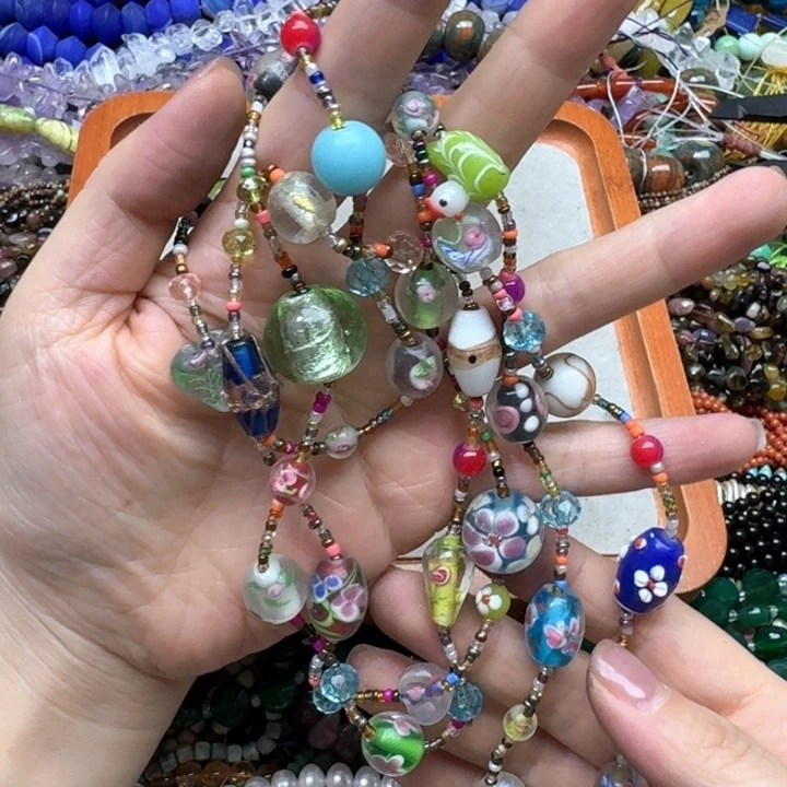 合金玛瑙/玉髓珠宝半成品一条琉璃毛衣链