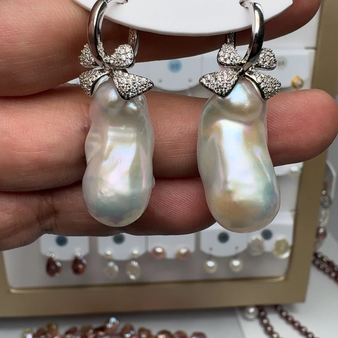 宝***咪耳饰未镶嵌淡水珍珠