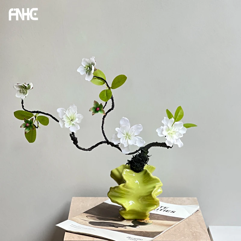 现代新中式软装高级仿真香雪兰仿真花家居摆件手工编织花软装艺术