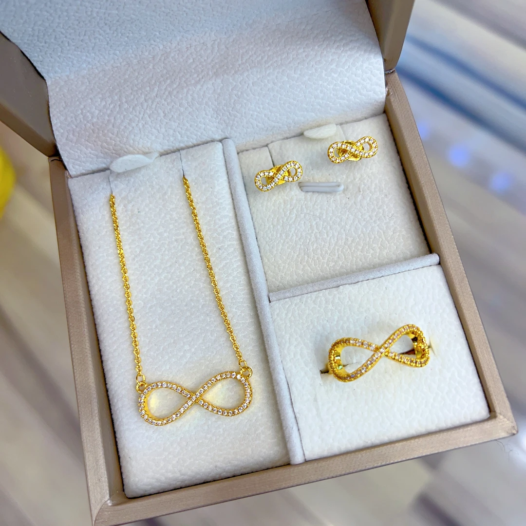 钛钢项链 伊帕尔阿依新款时尚百搭轻奢古风钛钢三件套精美