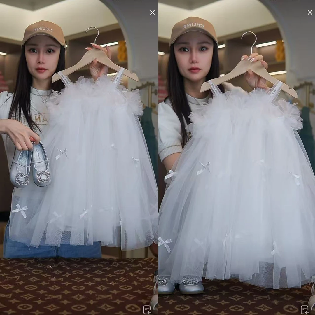 AYJ250140儿童白色蝴蝶结公主纱裙