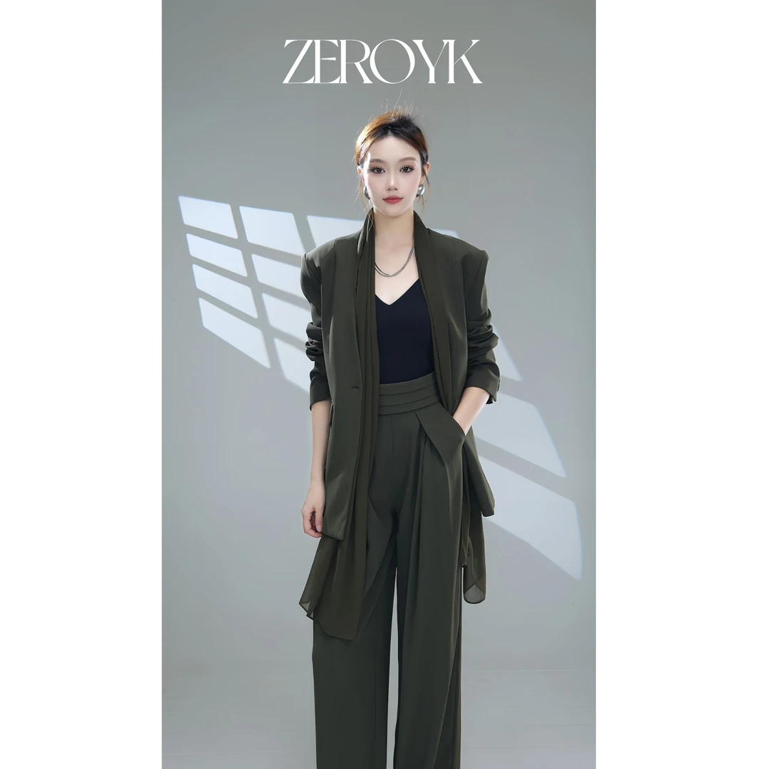 ZEROYK翎蔻 深圳南油时尚秋款设计师高定气质女神范围巾三件套