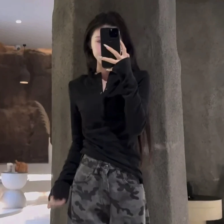 #056辣妹美式连帽磨毛修身显瘦卫衣打底衫女秋冬